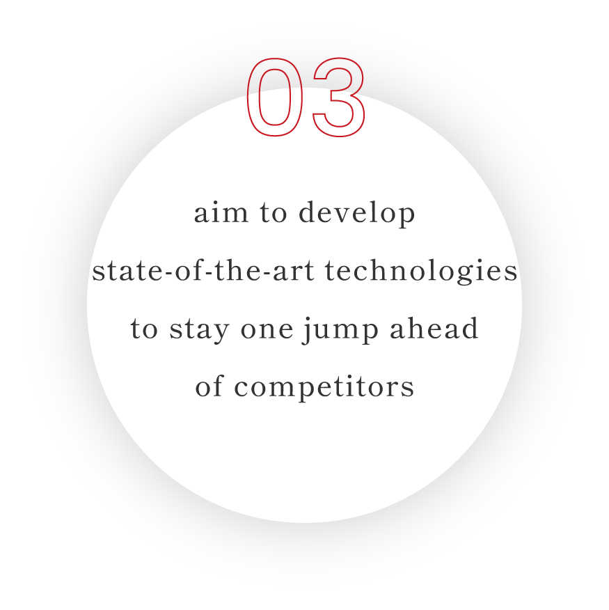 aim to develop state-of-the-art technologies to stay one jump ahead of competitors
